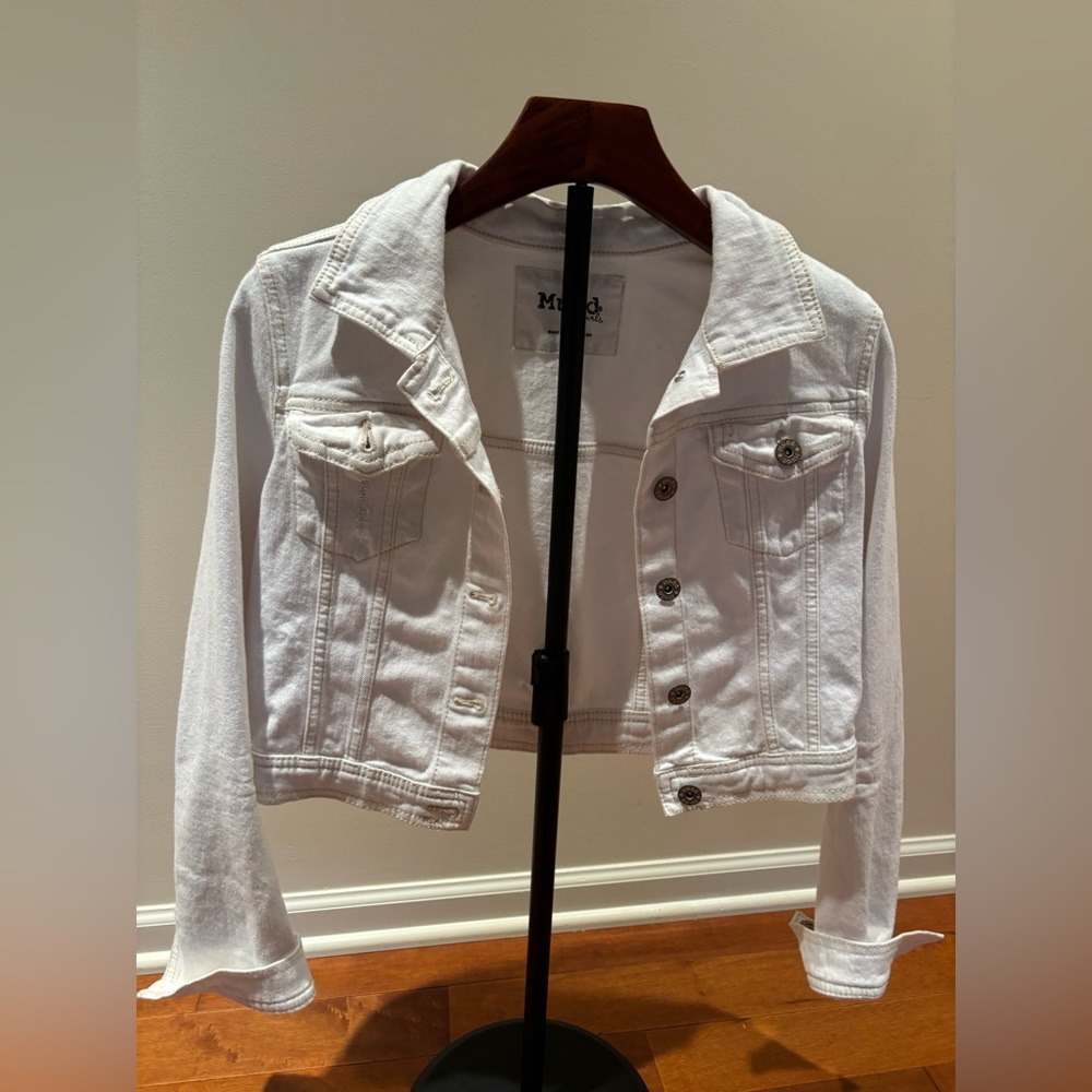 Mudd Girls White‎ Denim Jean Jacket Size 16 Youth EUC